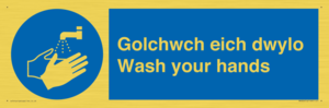 golchwch eich dwylo / wash your hands - safety sign